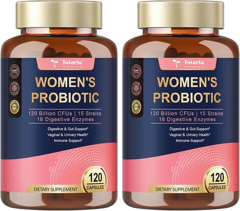 Totaria Probiotics for Women, 120 Billion Women Probiotic, with Akkermansia, Digestive Enzymes & Prebiotics, Cranberry, D-Mannose, for Gut, Vaginal, Urinary, Immune, PH Balance, 120 Vegan Capules in Saudi Arabia