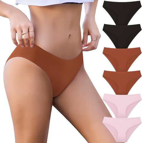 SIONCY Womens Seamless Bikini Brief No Show Hipster Panties Invisibles Briefs Soft Stretch Quick Dry Underwear 6 Pack in Saudi Arabia