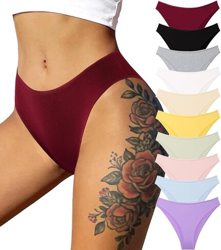 10 Pack Cotton Underwear for Women Sexy Bikini Panties Cute Low Rise High Cut Breathbale Hipster Cheeky Underwear in Saudi Arabia
