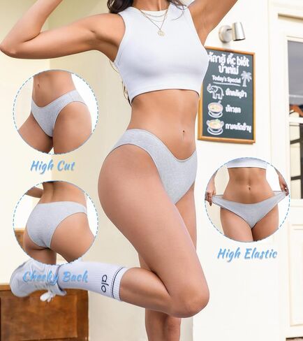 10 Pack Cotton Underwear for Women Sexy Bikini Panties Cute Low Rise High Cut Breathbale Hipster Cheeky Underwear in Saudi Arabia