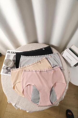 4 Pack Women’s Seamless Hipster Underwear Mid Rise Panties Ruffle Edge Briefs Soft Stretch Bikini Underwears in Kuwait