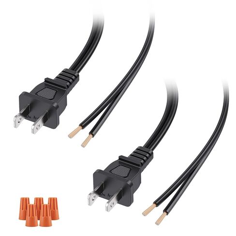 Cable Matters 2-Pack Polarized 18AWG 2 Prong Replacement Cord Lamp Wire 8 ft - 10A, NEMA 1-15P to 2 Wire for Lamp Cord Replacement with Plug in Saudi Arabia