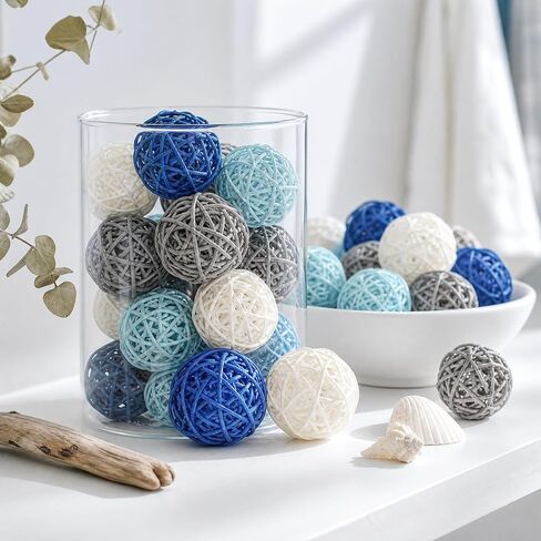 DomeStar 24PCS Yellow Decorative Balls for Bowl Centerpiece, 2 Inch Rattan Bowl Fillers - Wicker Twig Orbs Spheres for Yellow Kitchen Decor, Wedding Home Vase Table Decor in Saudi Arabia
