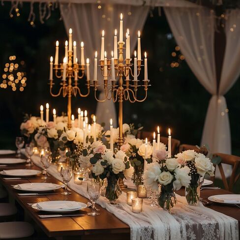 Bigsee Floor Candelabra طويل القامة 13 حامل شموع لقطعة الزفاف المركزية: 55 بوصة شمعدان معدني ذهبي للشمعة المستدقة وحامل الزهور المركزي لحفلات الزفاف وحفلات الممر (1، ذهبي) in Kuwait