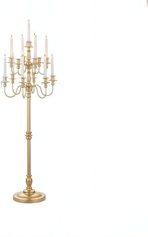 Bigsee Floor Candelabra طويل القامة 13 حامل شموع لقطعة الزفاف المركزية: 55 بوصة شمعدان معدني ذهبي للشمعة المستدقة وحامل الزهور المركزي لحفلات الزفاف وحفلات الممر (1، ذهبي) in Kuwait