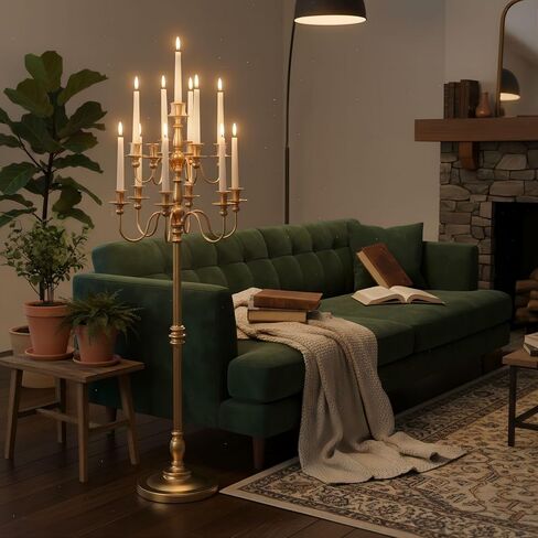 Bigsee Floor Candelabra طويل القامة 13 حامل شموع لقطعة الزفاف المركزية: 55 بوصة شمعدان معدني ذهبي للشمعة المستدقة وحامل الزهور المركزي لحفلات الزفاف وحفلات الممر (1، ذهبي) in Kuwait
