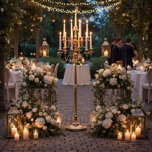 Bigsee Floor Candelabra طويل القامة 13 حامل شموع لقطعة الزفاف المركزية: 55 بوصة شمعدان معدني ذهبي للشمعة المستدقة وحامل الزهور المركزي لحفلات الزفاف وحفلات الممر (1، ذهبي) in Kuwait