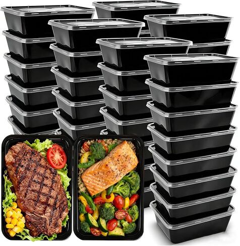 50-Pack Meal Prep Containers, 26 OZ Microwavable Reusable Food Containers with Lids for Food Prepping, Disposable Lunch Boxes, Plastic Food Boxes- Stackable, Freezer Dishwasher Healthy in Kuwait