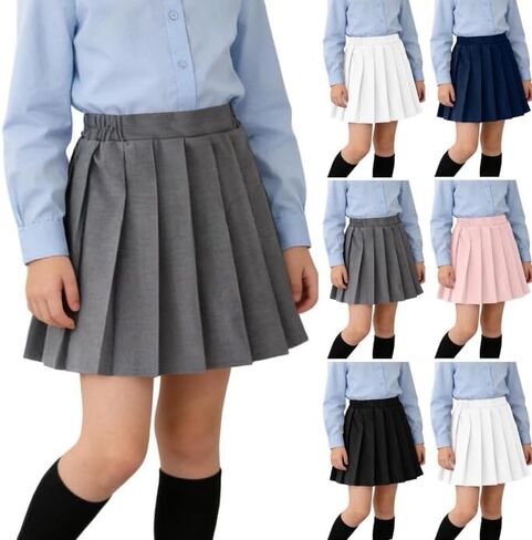 Pleated Skirt Girls Elastic Waist School Uniform Skirts Lightweight Casual Tennis Uniform Cloth for Kids Size 2-16T in Kuwait