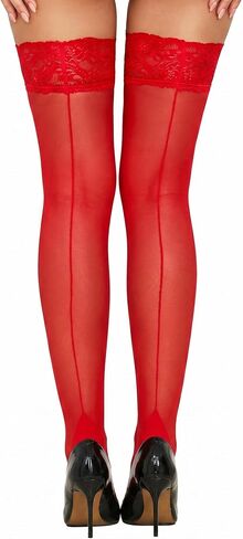 Women's Thigh High Stockings - 30D Antiskid Silicone Sexy Lace Stockings with Backseam Perfect for Daily & Party in Saudi Arabia