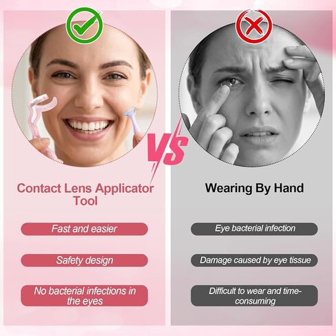 Contact Lens Applicator Tool,Plastic Eye Opener for Contacts Set,Portable Contact Lens Applicator,Contacts Len Insertion & Removal Kit for Travel,Pink in Saudi Arabia