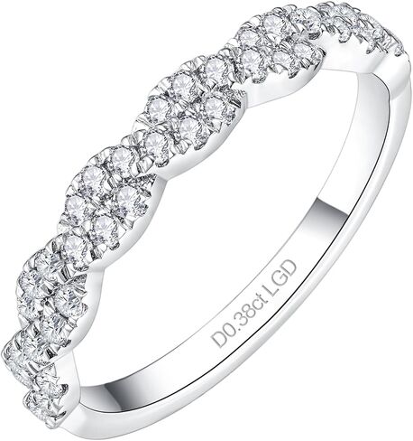 IMOLOVE Lab Grown Diamond Wedding Bands for Women, Trendy Twisted Eternity Rings for Women in 18K White Gold Plated Sterling Silver Size 4-11 in Kuwait
