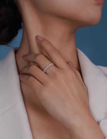 IMOLOVE Lab Grown Diamond Wedding Bands for Women, Trendy Twisted Eternity Rings for Women in 18K White Gold Plated Sterling Silver Size 4-11 in Kuwait