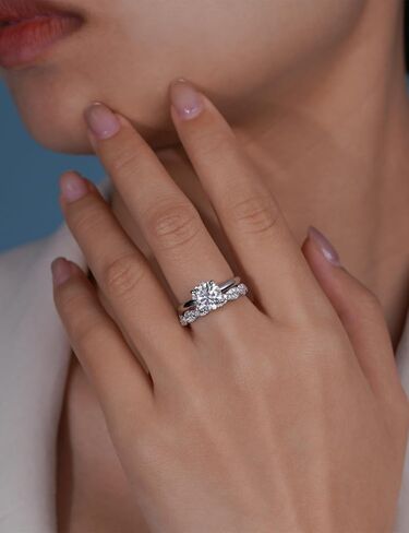 IMOLOVE Lab Grown Diamond Wedding Bands for Women, Trendy Twisted Eternity Rings for Women in 18K White Gold Plated Sterling Silver Size 4-11 in Kuwait