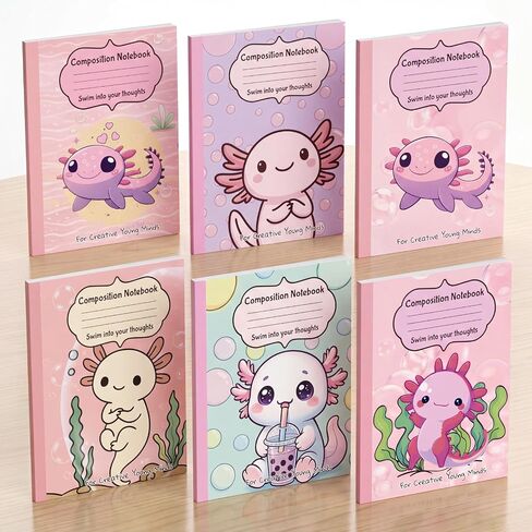 Glenmal 6 Pcs Composition Notebook Wide Ruled Cute Capybara Assorted Composition Notebook 110 Page 7-1/2" x 9-1/4" Journal Gift for Back to School First Day of School Students Teacher Capybara Lovers in Kuwait