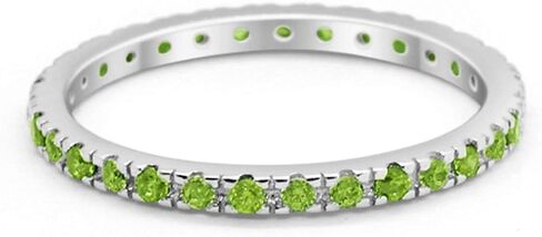 Blue Apple Co. 2mm Full Eternity Stackable Band Round Simulated Cubic Zirconia 925 Sterling Silver Choose Color in Kuwait