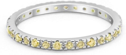 Blue Apple Co. 2mm Full Eternity Stackable Band Round Simulated Cubic Zirconia 925 Sterling Silver Choose Color in Kuwait