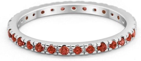 Blue Apple Co. 2mm Full Eternity Stackable Band Round Simulated Cubic Zirconia 925 Sterling Silver Choose Color in Kuwait