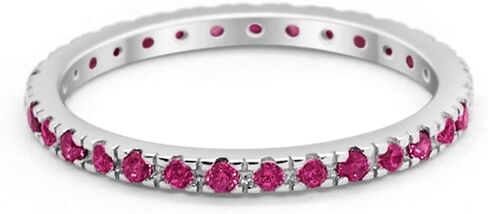 Blue Apple Co. 2mm Full Eternity Stackable Band Round Simulated Cubic Zirconia 925 Sterling Silver Choose Color in Kuwait