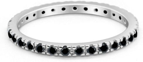 Blue Apple Co. 2mm Full Eternity Stackable Band Round Simulated Cubic Zirconia 925 Sterling Silver Choose Color in Kuwait
