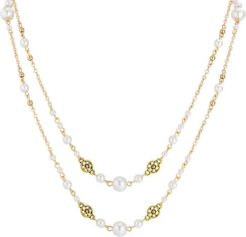 Long Pearl Necklaces for Women, Long Chain Necklace, Trendy Dainty and Gold Necklace Dainty Gold And Layered Pearl Necklace Flower Statement Sweater Strand Choker Silver Chain in Kuwait