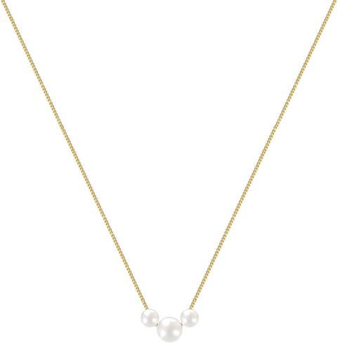 Dainty Pearl Necklace for Women, 14K Gold Plated Simple Choker with 3 Freshwater Pearls, Minimalist Layering Jewelry Gift for Mom, Wife, Girlfriend in Saudi Arabia
