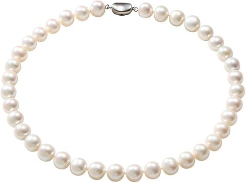 925 Sterling Silver, Round White Simulated Shell Pearl Necklace, Strand Pearls, Choker Necklace, Jewelry for Women, 8mm in Saudi Arabia