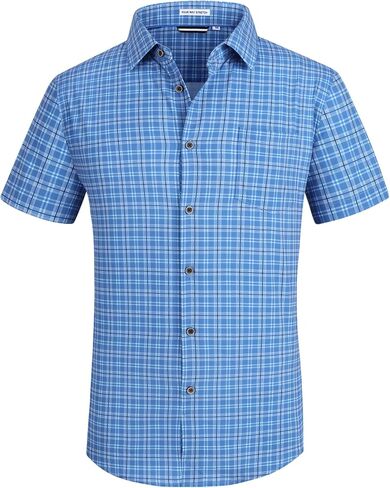 Alex Vando Boys Button Down Shirts Short Sleeve Wrinkle Free 4-Way Stretch Print Casual Shirt in Kuwait