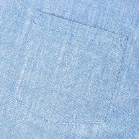 Boys Chambray Short Sleeve Shirts Toddler Linen Cotton Button Down Summer Breathable Formal Shirt for 4-12 Years in Saudi Arabia