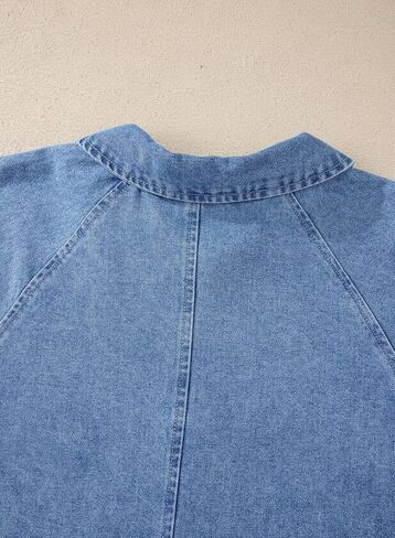 Astylish Women's Denim Shirt Long Sleeve Button Down Jean Shacket Top with Pockets in Kuwait