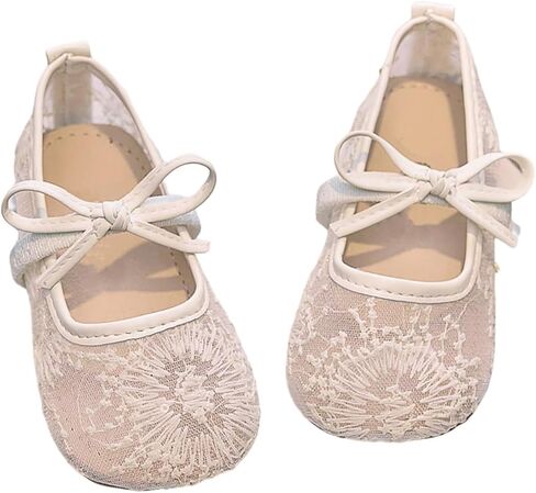 GORGLITTER Girl's Mesh Ballet Flats Lace Floral Bow Ballerina Flates Maryjane Cute Princess Dress Shoes in Saudi Arabia