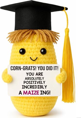 MAMAGIFTREE 2026 Graduation Gift for Her Him - Congrats Gift for College Graduates, Masters Degree, High School, Nurses, Friends - Funny Positive Support Crochet Corn Keepsake, Class Grad Party in Kuwait