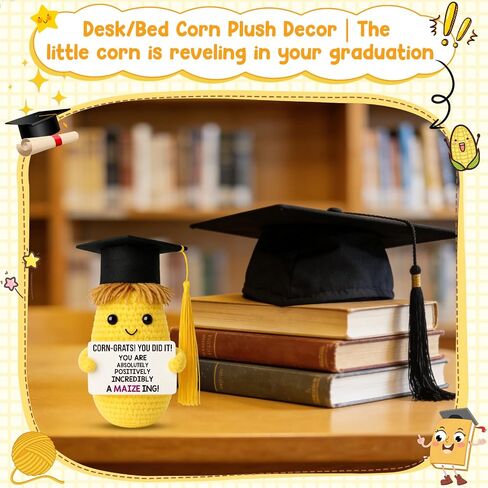MAMAGIFTREE 2026 Graduation Gift for Her Him - Congrats Gift for College Graduates, Masters Degree, High School, Nurses, Friends - Funny Positive Support Crochet Corn Keepsake, Class Grad Party in Kuwait