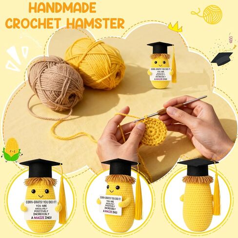 MAMAGIFTREE 2026 Graduation Gift for Her Him - Congrats Gift for College Graduates, Masters Degree, High School, Nurses, Friends - Funny Positive Support Crochet Corn Keepsake, Class Grad Party in Kuwait