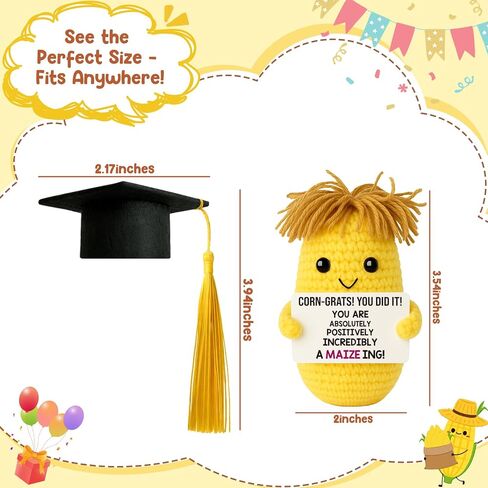 MAMAGIFTREE 2026 Graduation Gift for Her Him - Congrats Gift for College Graduates, Masters Degree, High School, Nurses, Friends - Funny Positive Support Crochet Corn Keepsake, Class Grad Party in Kuwait
