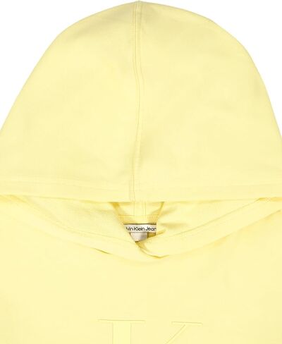 Calvin Klein Girls' Long Sleeve Popover Fleece Hoodie Sweatshirt, French Vanilla, 12-14 in Kuwait