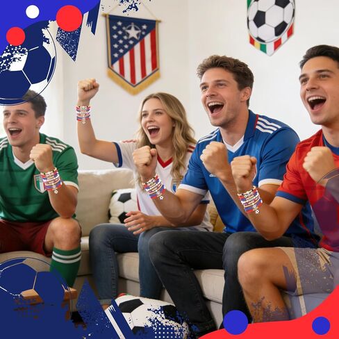 Soccer Bracelets for Women Men, Football Beaded Stretch Bracelets, Game Day Accessories, Sports Fan Party Wear, Birthday Holiday Celebration Gifts for Women Men Family Friends Couples Sports Fans in Saudi Arabia