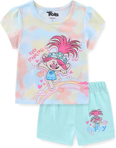 DREAMWORKS TROLLS Poppy Girls Short Sleeve T-Shirt and Shorts Set for Toddler to Big Kids in Kuwait