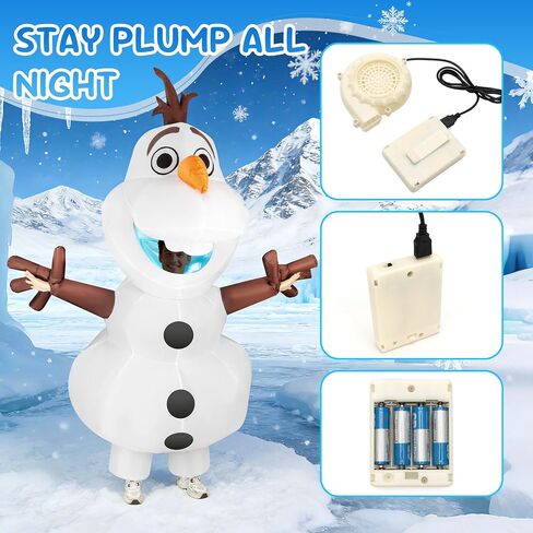 Olaf Inflatable Costume Adult, Blow Up Snowman Suit with Dual Fans, One Size Fits All Under 6.2ft, Funny Fancy Dress for Halloween Christmas Cosplay Party Parade in Saudi Arabia