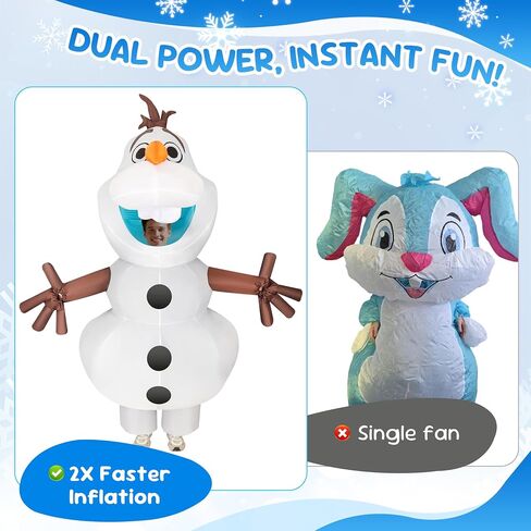 Olaf Inflatable Costume Adult, Blow Up Snowman Suit with Dual Fans, One Size Fits All Under 6.2ft, Funny Fancy Dress for Halloween Christmas Cosplay Party Parade in Saudi Arabia