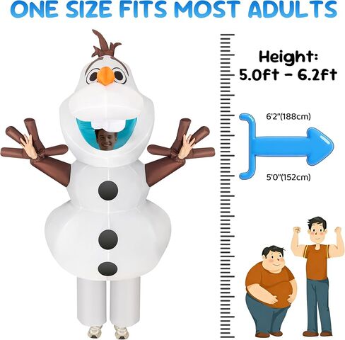 Olaf Inflatable Costume Adult, Blow Up Snowman Suit with Dual Fans, One Size Fits All Under 6.2ft, Funny Fancy Dress for Halloween Christmas Cosplay Party Parade in Saudi Arabia