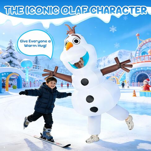 Olaf Inflatable Costume Adult, Blow Up Snowman Suit with Dual Fans, One Size Fits All Under 6.2ft, Funny Fancy Dress for Halloween Christmas Cosplay Party Parade in Saudi Arabia