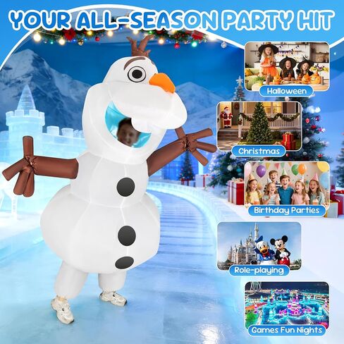 Olaf Inflatable Costume Adult, Blow Up Snowman Suit with Dual Fans, One Size Fits All Under 6.2ft, Funny Fancy Dress for Halloween Christmas Cosplay Party Parade in Saudi Arabia