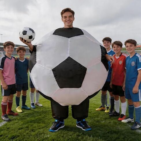 Inflatable Soccer Ball Costume for Adults, Blow Up Football Bodysuit for Sports Themed Party, Carnival, Halloween, Holiday Events in Saudi Arabia