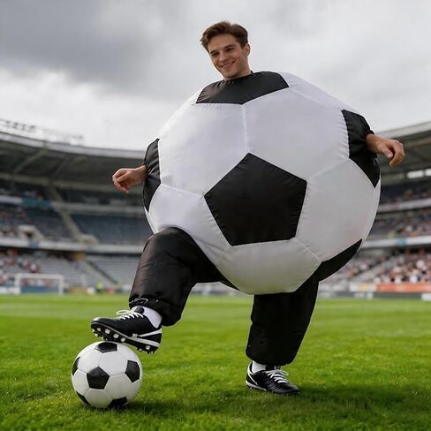 Inflatable Soccer Ball Costume for Adults, Blow Up Football Bodysuit for Sports Themed Party, Carnival, Halloween, Holiday Events in Saudi Arabia