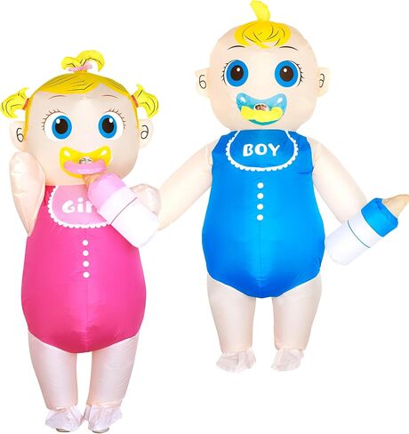 2Pcs Inflatable Baby Costume, Boy & Girl, Adult (5'3"-6'3") | Gender Reveal, Baby Shower, Cosplay Party, Blow Up in Saudi Arabia