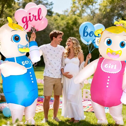 2Pcs Inflatable Baby Costume, Boy & Girl, Adult (5'3"-6'3") | Gender Reveal, Baby Shower, Cosplay Party, Blow Up in Saudi Arabia