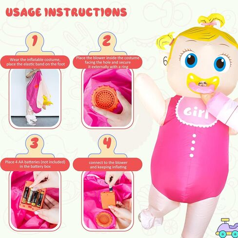 2Pcs Inflatable Baby Costume, Boy & Girl, Adult (5'3"-6'3") | Gender Reveal, Baby Shower, Cosplay Party, Blow Up in Saudi Arabia