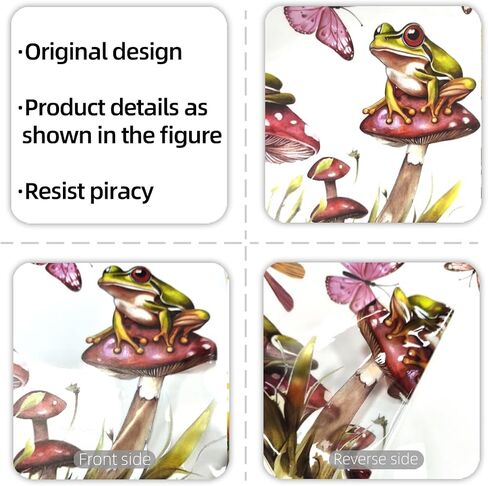 Woodland Mushroom Frog Wall Decals with Butterflies and Grass - Watercolor Spring Forest Theme Removable Vinyl Stickers for Girls Bedroom, Nursery, Living Room, Kitchen - 23.6x11.8 Inch in Kuwait