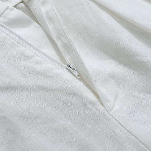 Amazhiyu Women's 100% Linen Summer High-Waisted Wide Leg Pants with Pockets White, Small in Kuwait